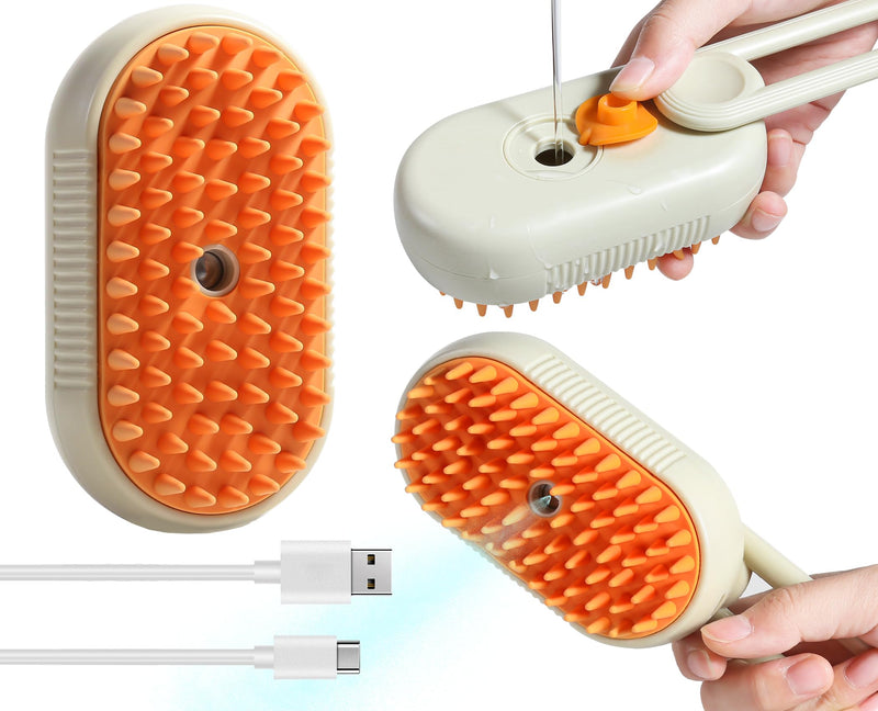 Cat Steam Brush - Spray Design, 3 in 1 Cat Steamy Brush with Steamer, Pet Spray Hair Comb, Steam Brush for Dogs - Suitable for All Pets -Pet Spray Hair Comb (coffee) - BeesActive Australia