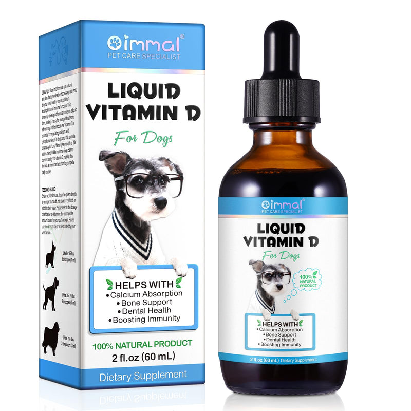Vitamin D for Dogs, Liquid D for Dogs, Dog Vitamins D Drops Promote Calcium Absorption, Supports Hip & Joint Health and Dog Dental Health - Pet Supplements Liquid Vitamins D, Bacon Flavour - 2 Fl Oz