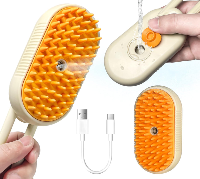 Spray Cat Brush for Shedding - Cat/Dog Steam Brush, Cat Bath Brush, Pet Steam Brush, Cat Brush with Water - Pet Spray Hair Comb, Cat Hair Brush with Steamer (brown) brown - BeesActive Australia