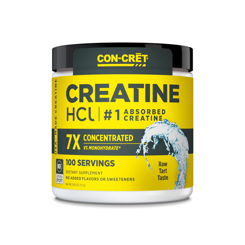 CON-CRET Creatine HCl Powder | Muscle, Cognitive, Cellular Energy Support | No Bloating or Cramps | USA Made & NSF Certified | Unflavored (100 Serving) Raw Unflavored 100 servings (Pack of 1) - BeesActive Australia