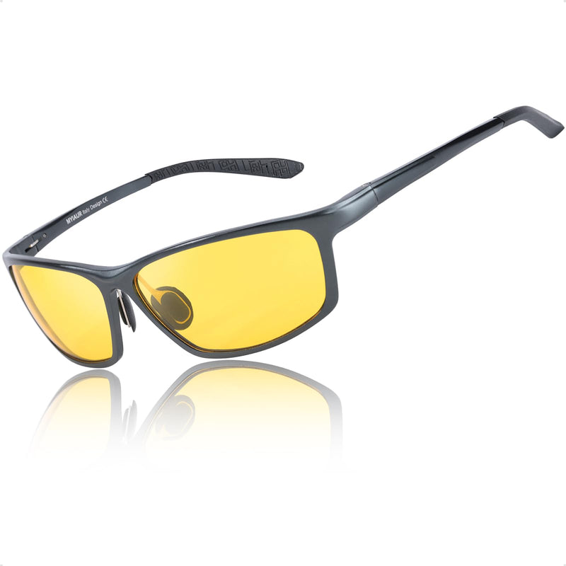 Myiaur Night Vision Glasses for Driving - Al-Mg Frame Night Driving Glasses for Men, Polarized Yellow Lenses, Anti Glare Gun/Night Vision Glasses - BeesActive Australia