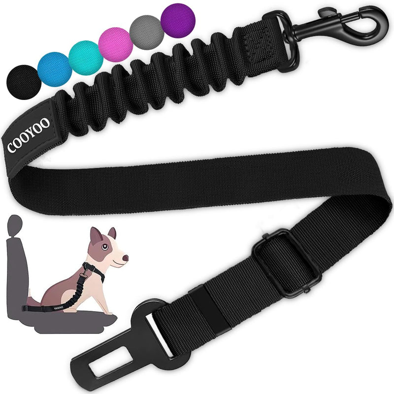 COOYOO Dog Seat Belt,Retractable Dog Car Harness Seat Belt for Car Adjustable Nylon Pet Safety Seat Belts Heavy Duty & Elastic Bungee Buffer 01-Black - BeesActive Australia