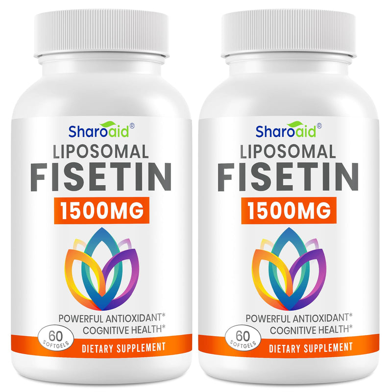 1500mg Fisetin Supplements - Powerful Absorption with Liposomal Delivery,98% Pure Fisetin,Polyphenol Antioxidant for Healthy Aging,Non-GMO - 2 Bottles, 120 Softgels for Adults 60 Count (Pack of 2)