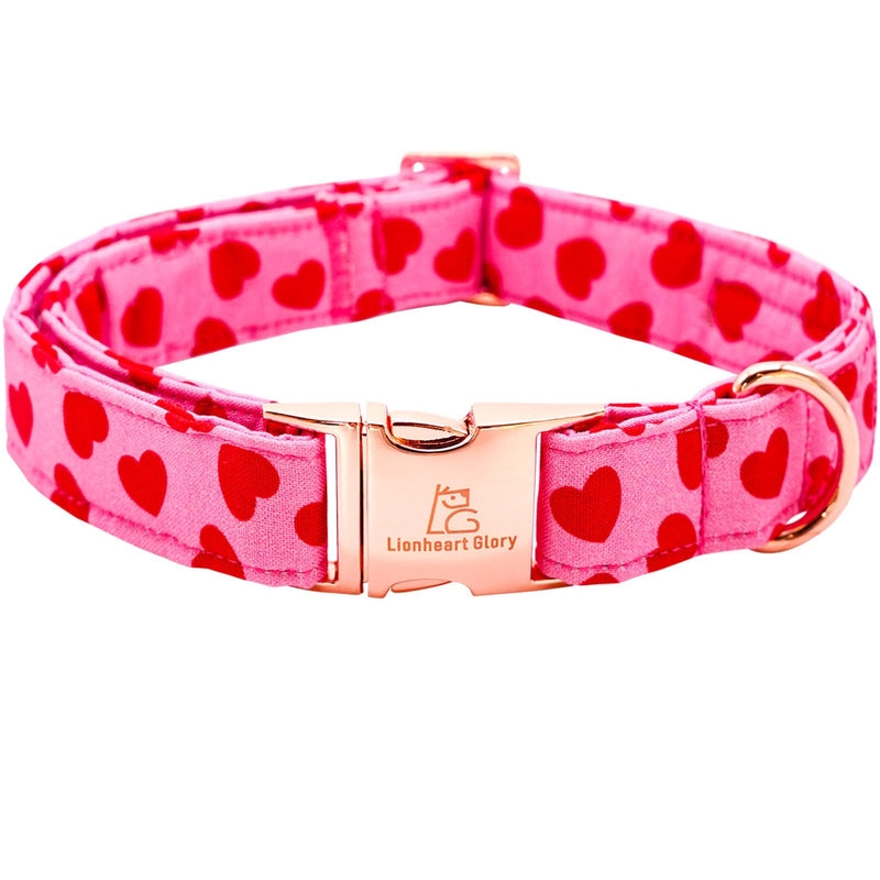 Lionheart glory Valentine's Day Collar, Red Hearts Dog Collars for Medium Cute Dog Collars Spring Female Pet Gift Adjustable Heavy-Duty Dog Collar Holiday Medium (Pack of 1） - BeesActive Australia