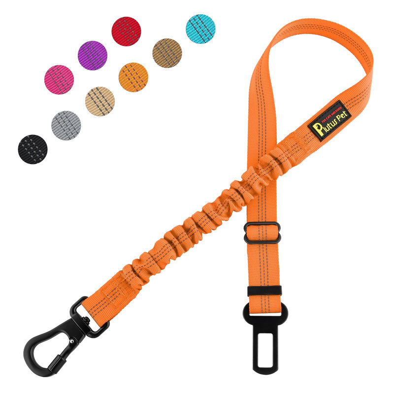 Plutus Pet Dog Seat Belt for Car, Adjustable Dog Car Harness with Carabiner Clip, Reflective Safety Dog Seatbelt Leash with Elastic Bungee, Orange - BeesActive Australia