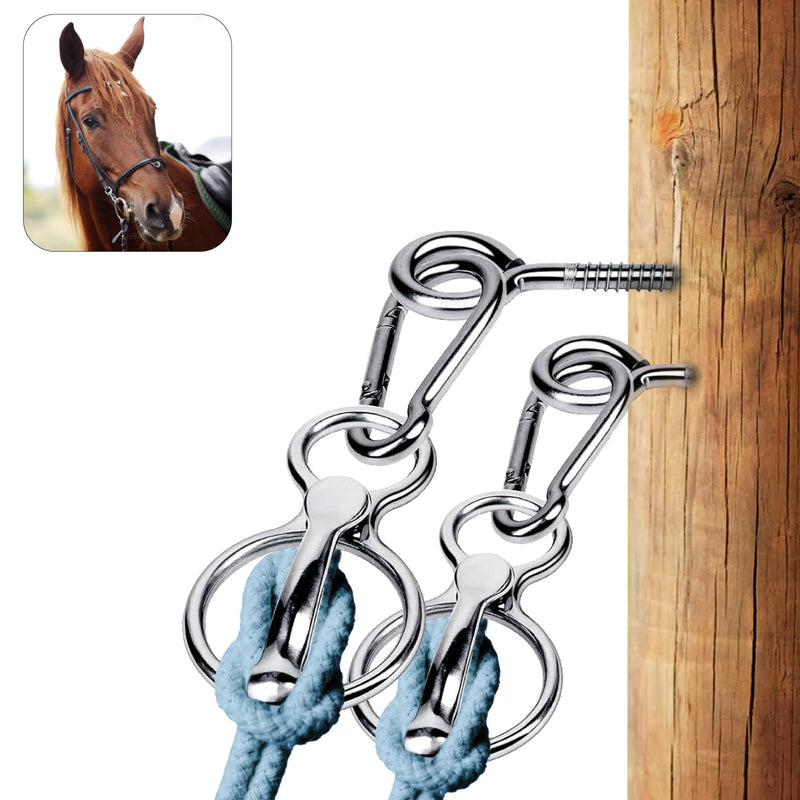 BAZAKJI 2X Premium - horse tie ring Tack & Supplies Horse Safety Accessories Training Equipment with Eye Bolt a Humane Way to Prevent Horses from Retracting Stainless Steel Ring with Eye Screws