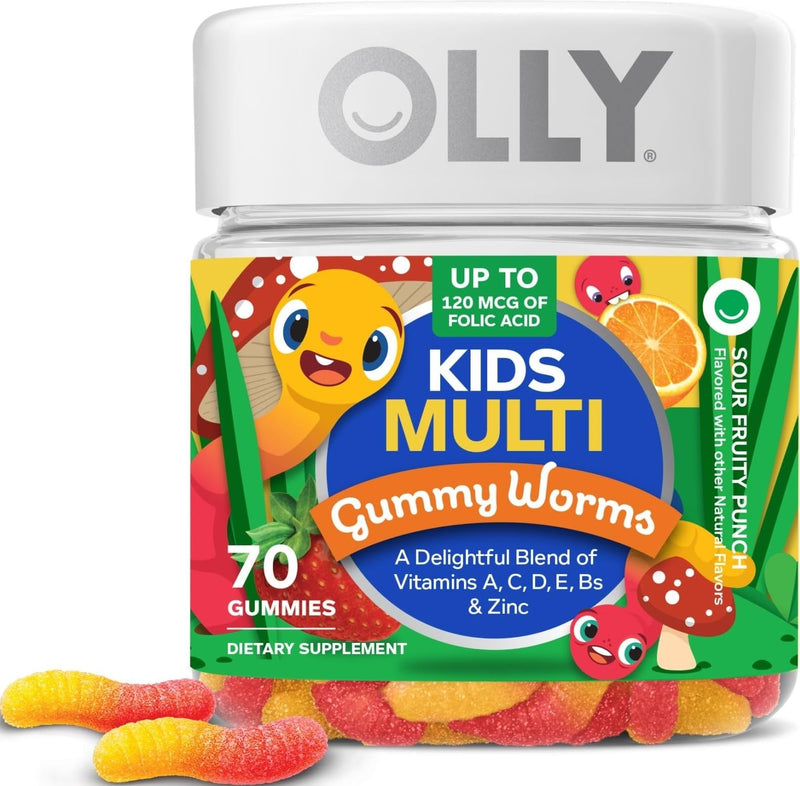 OLLY Kids Multi Gummy Worms, Overall Wellness & Immune Support - 70 Count Bottle 70 Count (Pack of 1)
