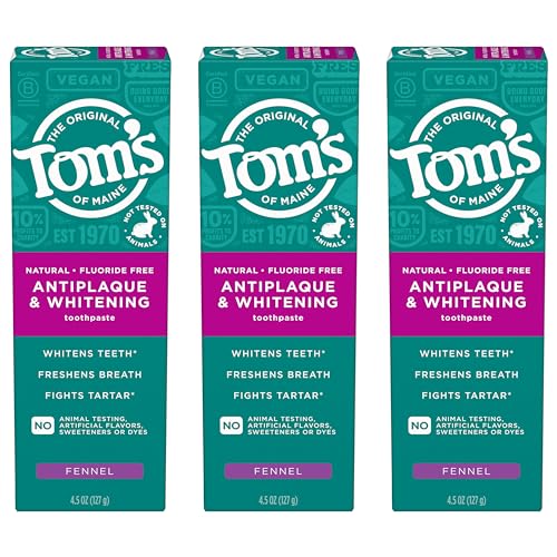 Tom's of Maine Antiplaque and Whitening Toothpaste, Fennel, 3 Pack, 4.5 oz 4.5 Ounce (Pack of 3)