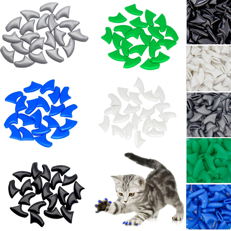 VICTHY 100pcs Boy Cat Nail Caps | Cat Nail Covers Cat Claw Covers for Boy Cat with Adhesive Glue and Applicators (M) Medium - BeesActive Australia