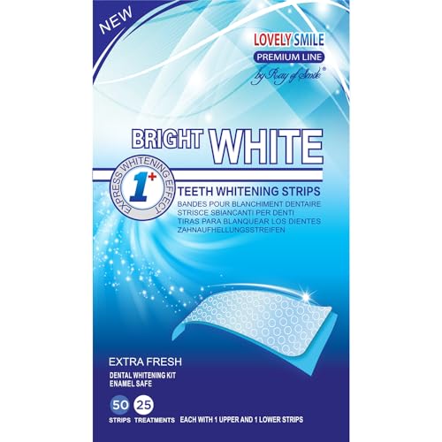 Lovely Smile Premium Line 50 Teeth Whitening Strips for 25 Applications - White Teeth in 1 Hour - Enamel Safe - No Slip and No Sensitivity - Dental Whitener Kit by Ray of Smile 50 Strips / Mint