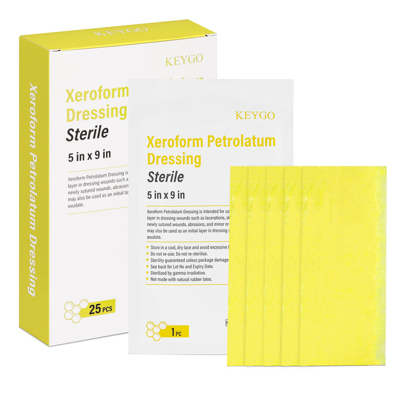 Medical Xeroform Petrolatum Dressing Patch 5"x 9", Non-Adherent Gauze Dressings Soft Fine Mesh Gauze Patch for Burns, Wound Care Lacerations, Skin Grafts Surgical Incision (5x9 in) 5x9 in