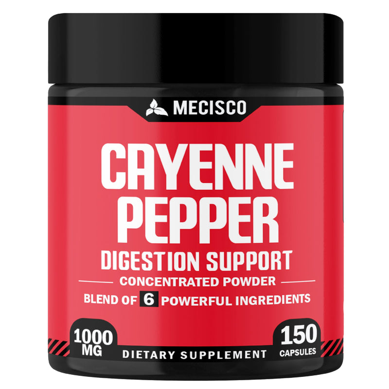 Mecisco Cayenne Pepper Capsules with Ginger Root, Beet Root, and Black Pepper and More - 150 Capsules - 6in1 150 Count (Pack of 1)