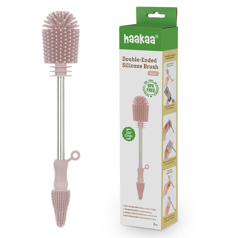 Haakaa Silicone Cleaning Brush Kit – Household Cleaning Brushes for Bottles and Crevices – Food-Grade Silicone: Dishwasher Safe (Brush-Blush) Brush-blush - BeesActive Australia