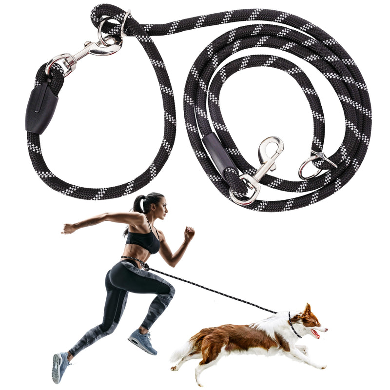 Dinowo Hands-Free Dog Leash, Crossbody, Adjustable Size, Universal fit, Waist Belt, Reflective, Ideal for Running, Jogging, Hiking, and Walking Your Pet, Fits Small to Large Dogs, Durable Nylon Adjustable Fit / Black - BeesActive Australia