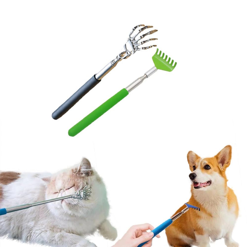 2 Pcs Cat Telescopic Teaser Wand Retractable Scratch Comb Tickle Scratcher Handy Interactive Play Toy for Cats Dogs (Random Color) Mixed - BeesActive Australia