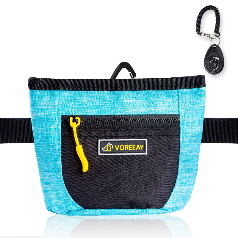 Dog Treat Pouch, Treat Pouches for Pet Training with Dog Training Clicker, Dog Training & Behavior Aids with Magnetic Opening Hands-Free Design and Clip Waist Belt for Pet Walking Training -Black/Blue - BeesActive Australia