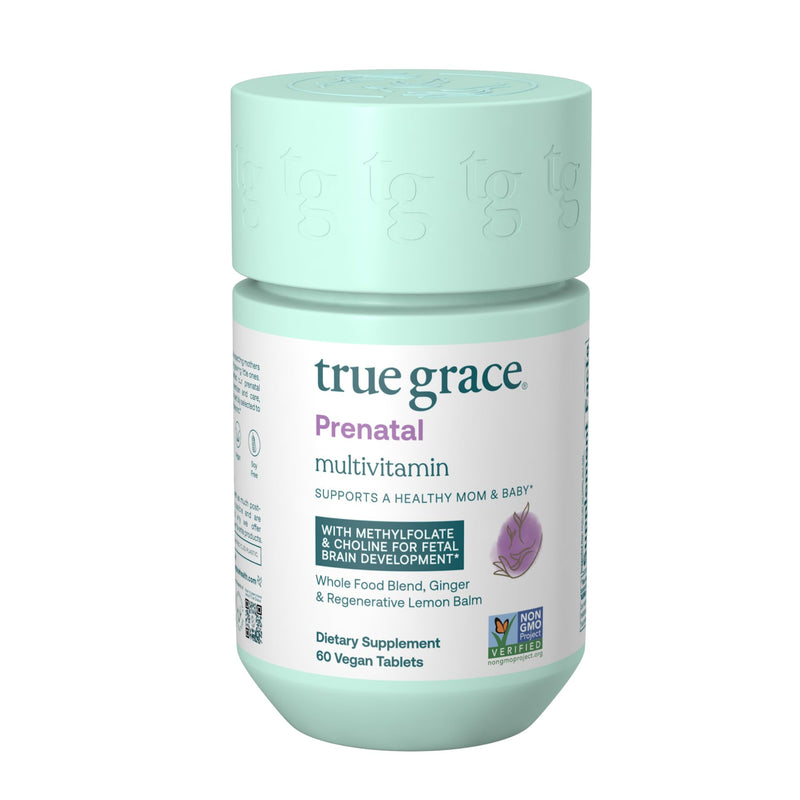 True Grace Prenatal Multivitamin - 30 Servings - Supports a Healthy Mom & Baby with Methylfolate & Choline for Fetal Brain Development - Gluten Free, Soy Free - 60 Vegan Tablets 30 Day Supply