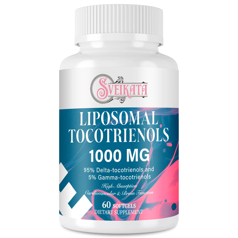 Liposomal Tocotrienols Supplement 1000mg, Vitamin E, 95% Delta-tocotrienols and 5% Gamma-tocotrienols, Hligh Absorption Heart, Vascular & Brain Function, Non-GMO, 60 softgels 60 Count (Pack of 1) - BeesActive Australia