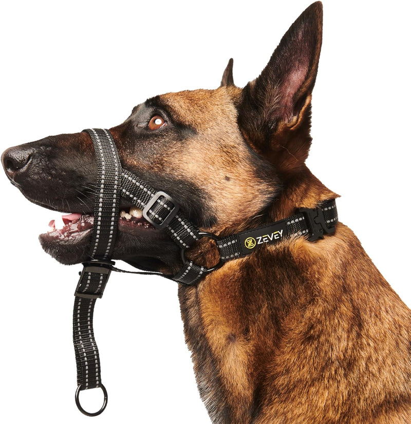 Adjustable Dog Head Halter with Safety Strap, Soft Padded Dog Head Collar for Small Medium Large Dogs, No-Pull Dog Harness for Training and Walking (Large, Black) L - BeesActive Australia