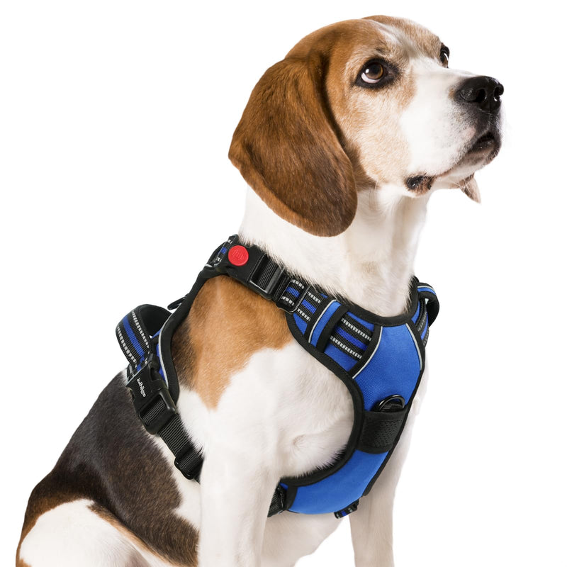 rabbitgoo Dog Harness Medium Sized, No Pull Pet Harness with 3 Buckles, Adjustable Soft Padded Dog Vest with Instant Control Handle, Easy Walking Reflective Pet Vest for Medium Dogs, Blue, M - BeesActive Australia