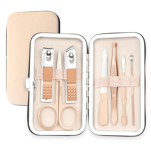 Manicure Set, Nail Clipper Kit, Nail Clipper Set, Nail Care Kit, 8 In 1 Professional Manicure Kit Personal Care, Stainless Steel Facial Pedicure Care Tools, Grooming Kit for Women Men Rose Gold