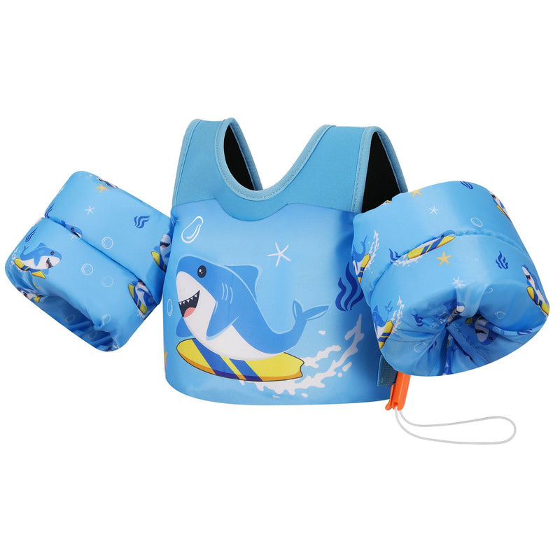MoKo Toddler Swim Vest for Kids 13-30/20-50/22-66lbs, Swim Arm Floaties Cartoon Swimming Water Wings Pool Float Vests Sleeves Shoulder Straps Arm Band for Children Learn to Swim Surfing Shark for kids 13-30 lbs - BeesActive Australia