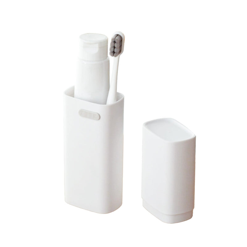 Compact Small White Travel Toothbrush Holder Case with Ventilation Hole, Portable Travel Toothbrush Cup with Cover, Storage Container for School Camping Business Trip Bathroom Simple White - BeesActive Australia