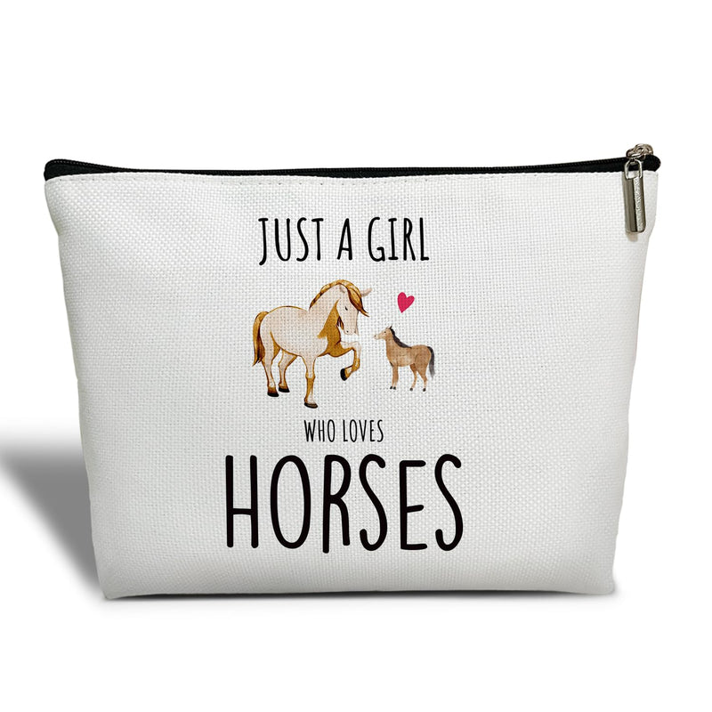 Horses Gift for Girls Makeup Bag, Cowgirl Equestrian Gift for Her, Sister, Daughter, Niece, Friend, Besties, Just A Girl Who Loves Horses - Horseshoe Makeup Bag Travel Toiletry Pouch -21 Horses Gift for Girls - 21