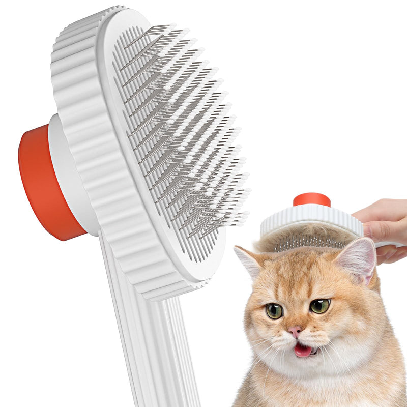 ACE2ACE Self-Cleaning Slicker Brush for Shedding, Long and Short Haired Indoor Cats - Removes Mats and Loose Hair Easily White - BeesActive Australia