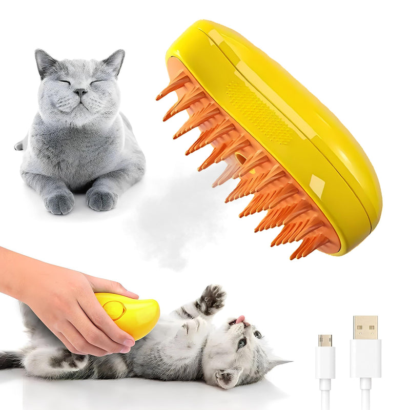 Cat Steamy Brush, Grooming Tool for Cats and Dogs with Steam Function, Massage, and Shedding Hair Removal - Ideal for Pets, Featuring Weighted Blanket Technology, Hair Brush, 3 in 1 - BeesActive Australia