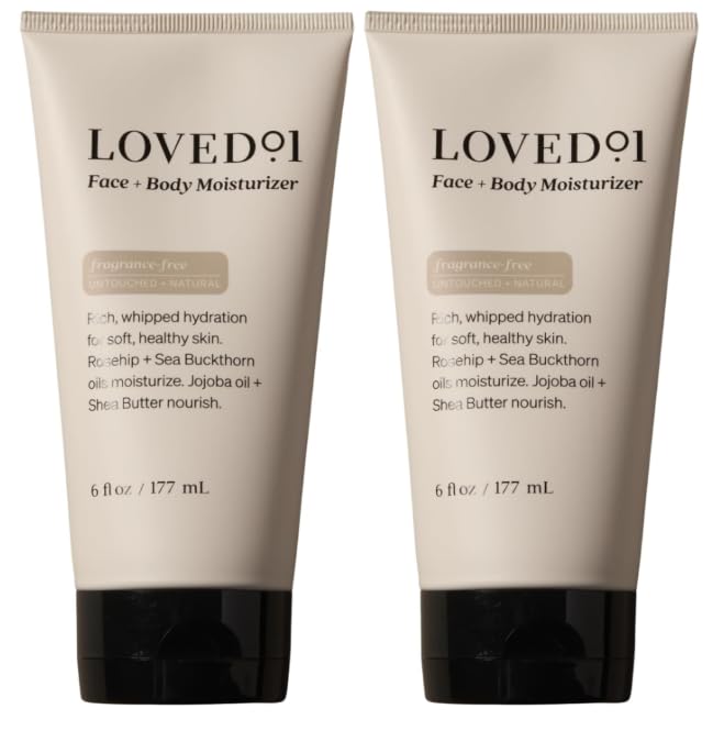 Loved01 Daily Face & Body Moisturizer, John Legend Skincare, Fragrance-Free & Non-Greasy Shea Butter Cream, Deep Hydrating Formula for Dry & Sensitive Skin, Vegan & Cruelty-Free, 2-Pack (6 oz each) 6 Fl Oz (Pack of 2)