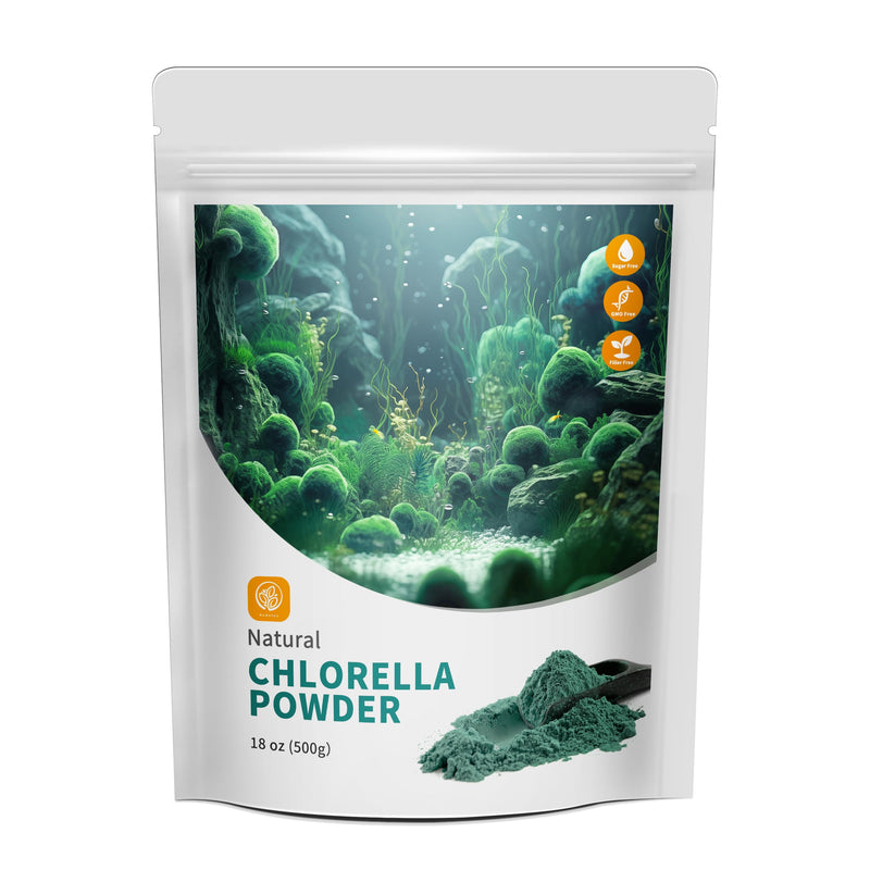 Chlorella Powder Natural with 18 oz - Chlorophyll Powder, Supports Immune System & Liver Function, Keep Youth, Vegan, Rich in Vegan Protein and Vitamins. 18 Ounce (Pack of 1)