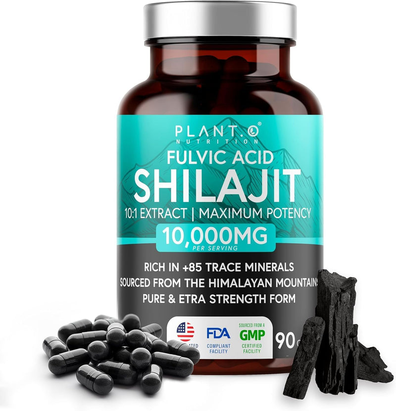 Thinbi Pure Himalayan Shilajit 10000mg Maximum Potency Organic Capsules 90 Count with Fulvic Acid & Trace Minerals for Enhanced Energy and Immune Support Men & Women Better Than Shilajit Resin - BeesActive Australia