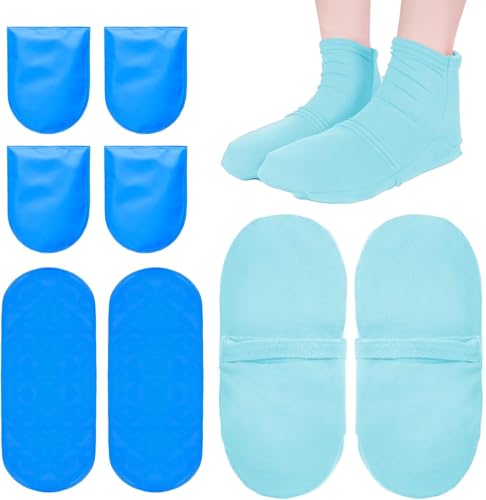 Reusable Cold Therapy Socks, Ice Pack for Feet Heels Injuries Swelling, Hot and Cold Therapy Socks for Plantar Fasciitis Neuropathy Chemotherapy Pain Relief for Foot Ankle (Green) Green