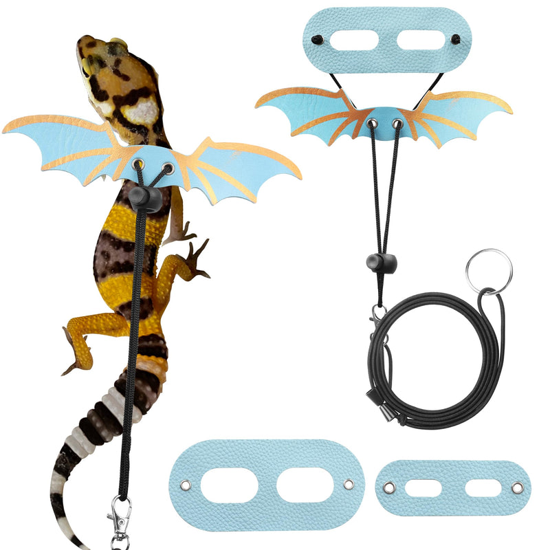 YAODHAOD Bearded Dragon Lizard Leash Harness,3 Size Adjustable Lizard Leash with Bat Wings for Iguana Gecko Chameleon Bearded Dragon Lizard Reptiles (Classic Wing-Blue) Classic Wing-Blue - BeesActive Australia