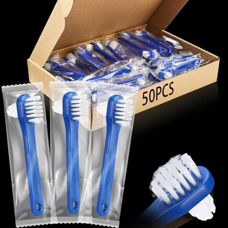 50 Pcs Denture Brush Individually Dual Headed Firm Hard Bristle Toothbrush Denture Cleaner Brush for Cleaning Dentures, Retainers, False Teeth, Braces - BeesActive Australia