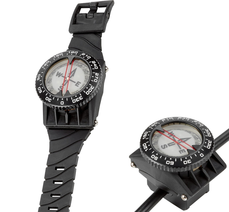 Italian Design 360° Ratcheted Rotating Bezel Scuba Diver Compass, Waterproof Oil Filled with Side-Window Compass