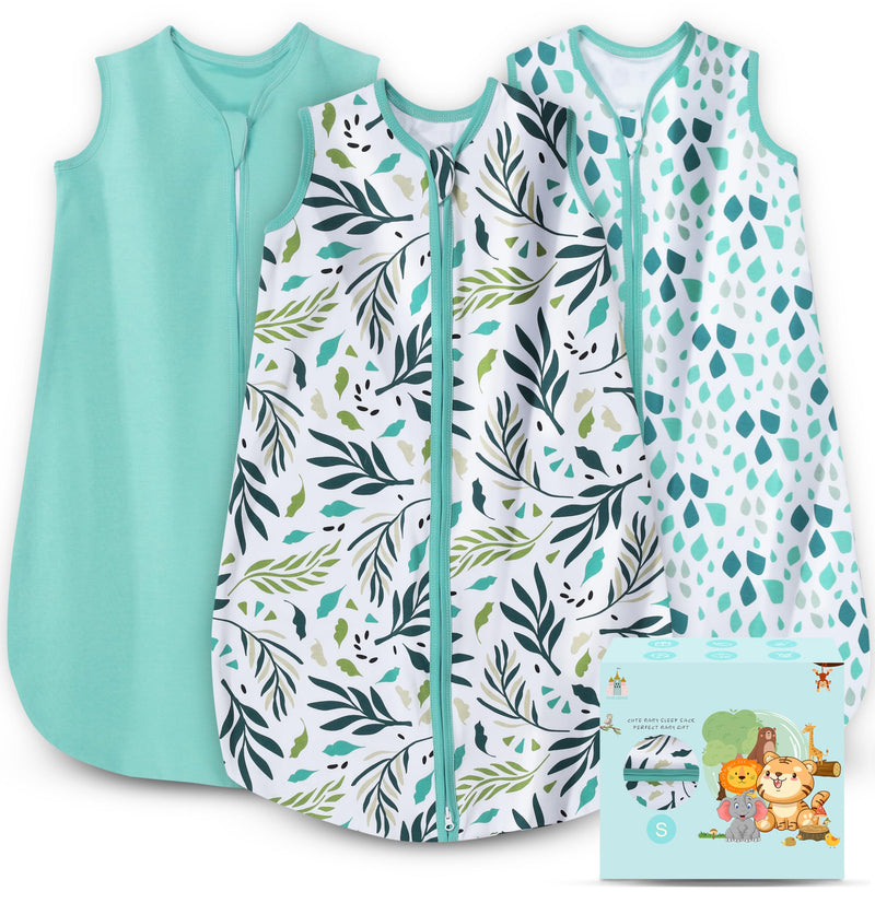 Cute Castle Baby Sleep Sack 0-6 Months - Lightweight 100% Cotton 2-Way Zipper TOG 0.5 Infant Wearable Blanket, Newborn Essentials Toddler Sleep Clothes (3 Pack Green) - BeesActive Australia