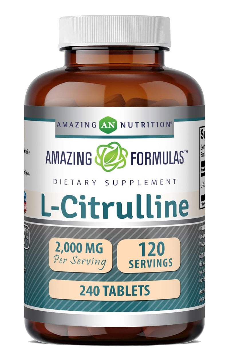 Amazing Formulas L Citrulline 2000 Mg Per Serving Tablets | Amino Acid Supplement for Men & Women | Non-GMO | Gluten Free | Made in USA (240 Count) 240 Count