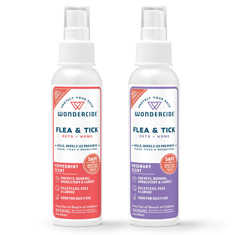 Wondercide - Flea Tick Spray for Dogs, Cats, and Home - with Natural Essential Oils - 4 oz - Peppermint & Rosemary 2-Pack - BeesActive Australia
