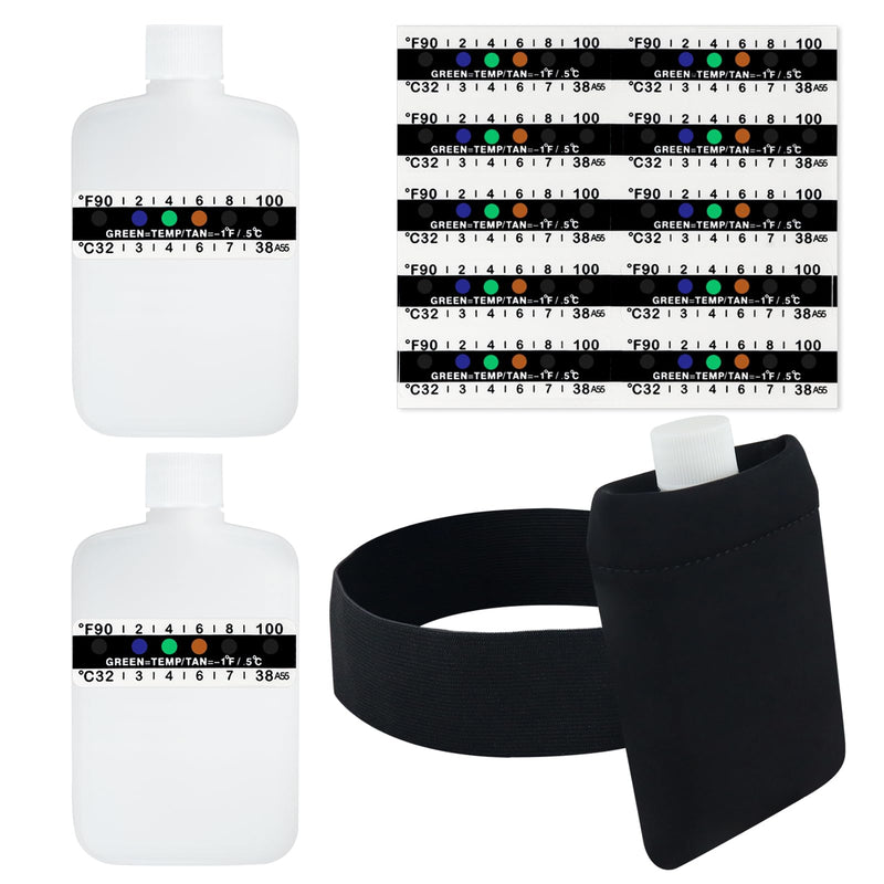 3oz Urine Test Complete Kit, 2 Smaller Translucent Portable Empty Bottle, Hidden Hi-Stretch Leg Strap and Thermal Sample Bag, 10 Temperature Test Strips, Urine Bottle Kit Test Practice at Home