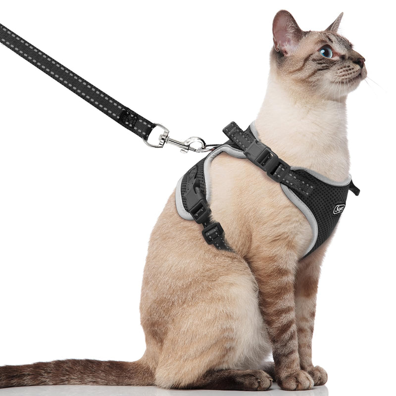 Supet Cat Harness and Leash for Walking Escape Proof, Adjustable Harness for Cats, Easy Control Small Cat Harness for Medium Large Kitten S Black Small (Chest: 13.5" - 15.5") - BeesActive Australia