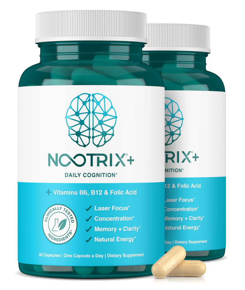 Nootrix Brain Plus Nootropic Supplement | 30 Day Supply | Supports Memory, Mental Focus, Cognitive Health & Energy | Promotes Healthy Mood & Brain Function | Vitamin B1, Vitamin B6 & Vitamin B12 30 Count (Pack of 2)