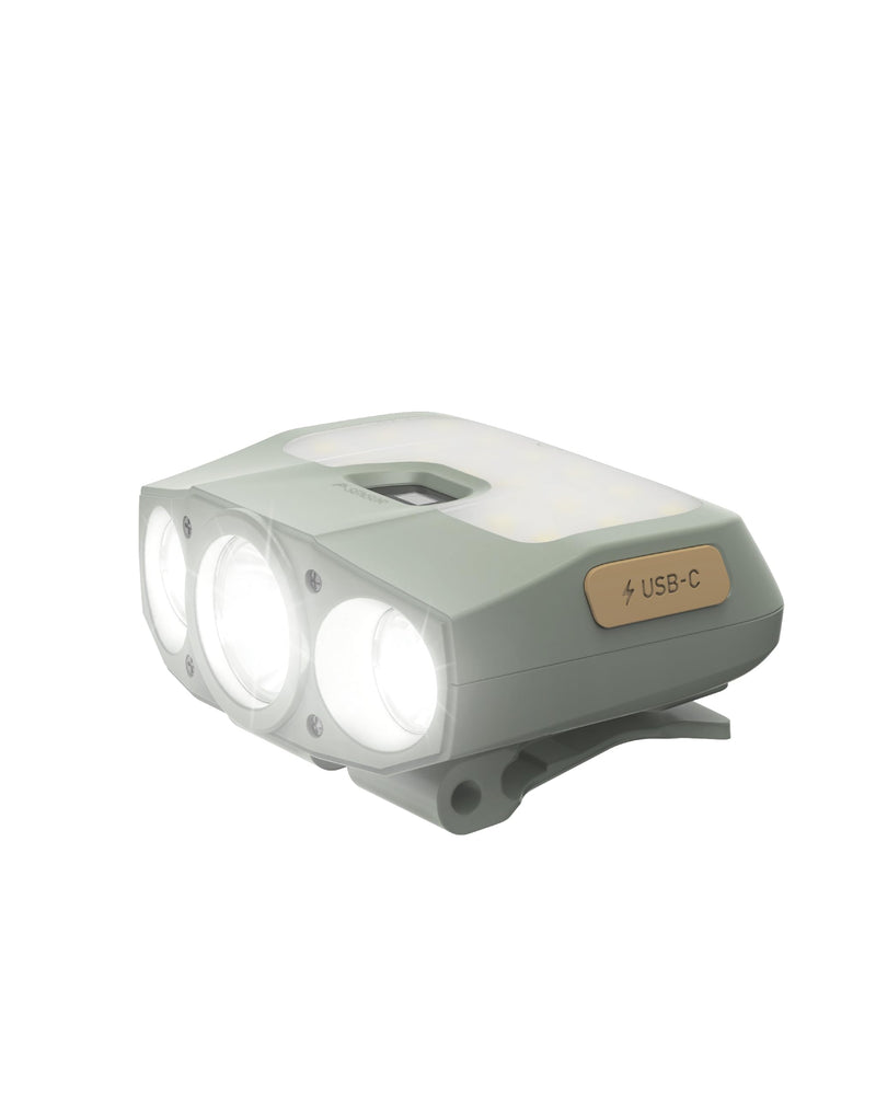 Claymore Capon 200H (Mint Gray) - LED Rechargeable Clip-On Cap Headlamp, Lightweight Hat Light for Camping, Running, Hiking, Emergency & Industrial Use, Waterproof, USB-C, 55 Hours of Battery Life. 200H (Mint Gray) - BeesActive Australia