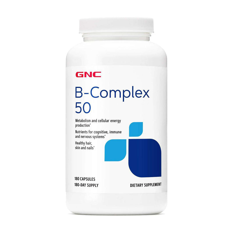 GNC B-Complex 50, Cellular Energy, 180 Capsules, 180 Servings | Supports Metabolism, Cellular Energy Production and Cognitive, Immune, Nervous System, Hair, Skin and Nail Health