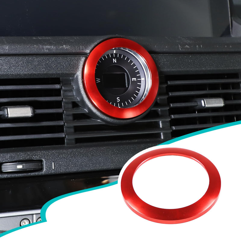 Car Aluminum Air Car Compass Circle Stopwatch Ring Decorative Interior Compatible with Ineos Grenadier 2020-2026 Dashboard Center Compass Cover Accessories (Red) Red - BeesActive Australia