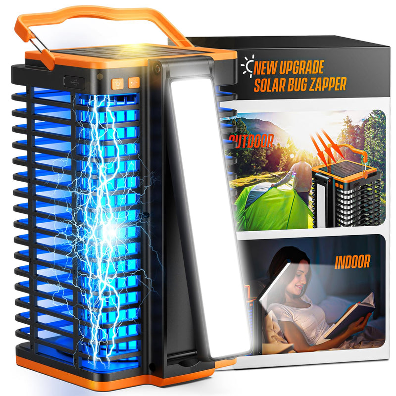 Solar Bug Zapper Outdoor,2 in 1 Mosquito Zapper Cordless & Rechargeable, Kiies 4200V Portable Fly Zapper Insect Trap with Reading Lamp for Camping Patio Backyard Garden - BeesActive Australia