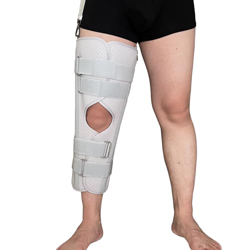 Three-Panel Knee Immobilizer & Stabilizer - Leg Support Splint for Knee Pre-and Postoperative Injuries & Instabilities - Straight Leg Brace with Shoulder Strap to Prevent Sliding (12") 12”