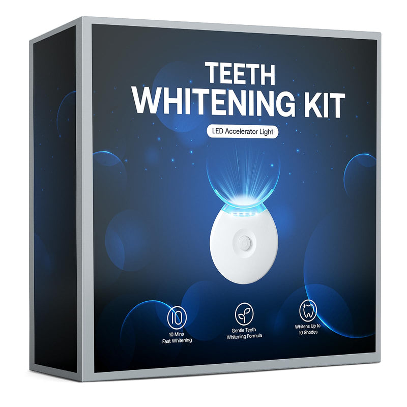 Teeth Whitening Kit, LED Teeth Whitening Light with 6 X 3ml Carbamide Peroxide Teeth Whitening Gel, Included 2 Mouth Trays & Tray Case and Brush, Safe Enamel, Fast and Gentle Teeth Whitening - BeesActive Australia
