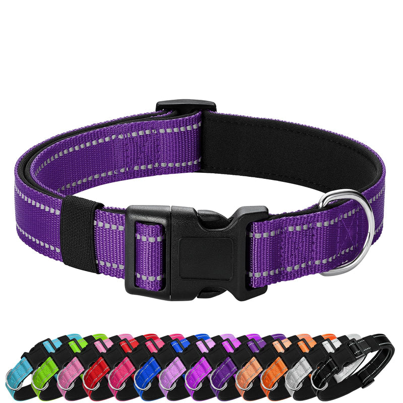 Reflective Dog Collar Padded with Soft Neoprene Breathable Quick Release Basic Dog Collars for Medium Dogs Purple Girl M:width 3/4"neck 14-20.5" - BeesActive Australia